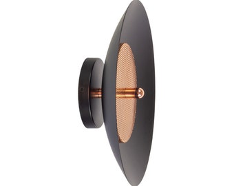 Signal Sconce, Black and Copper, Modern Wall Lamp, Contemporary Light Fixture, Hardwire, Living Room, Bedroom, Surface Mount, Entryway, LED