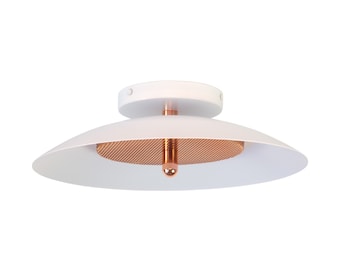 Signal Flush Mount (Was 600 USD), White and Copper, from Souda, Modern Ceiling Light, Semi-Flush Mount, Contemporary Lighting, Hardwire, LED