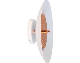 Signal Sconce (Was 600 USD), White and Copper, from Souda, Modern Wall Light, Contemporary Lighting, Light Fixture, Lamp, Hardwire, Bedroom,