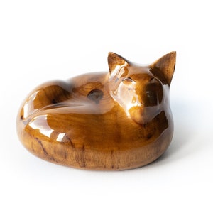 Wood Carving Fox Statue, Hand Carved Fox Figurine, Minimalistic Fox Sculpture, Natural Wood Figurine, Wooden Fox Statue, Wild Brown Fox