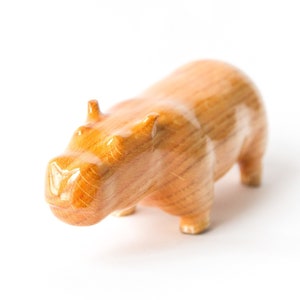 Statue d&#39;hippopotame en bois sculpté, Figurine d&#39;hippopotame sculptée à la main, Sculpture de mastodonte minimaliste, Figurine en bois naturel, Décoration d&#39;hippopotame