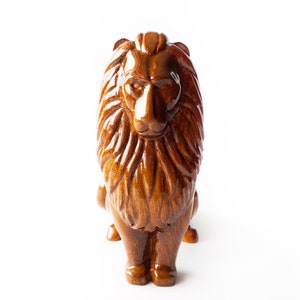 Wood Carving Lion Statue, Hand Carved Lion Figurine, Minimalistic Lion Sculpture, Natural Wood Figurine, Wooden Lion Statue, Cat Lover