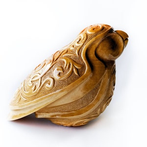 Wood Carving Bird Statue, Hand Carved Bird Figurine, Minimalistic Bird Sculpture, Natural Wood Figurine, Wooden Bird with Ornament Statue