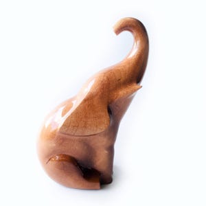 Wood Carving Elephant Statue, Hand Carved Elephant Figurine, Minimalistic Elephant Sculpture, Natural Wood Figurine, Wooden Elephant