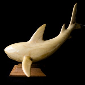 Wood Carving Shark Statue, Hand Carved Shark Figurine, Minimalistic Shark Sculpture, Natural Wood Figurine, Wooden White Shark Sculpture