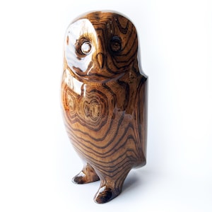 Wood Carving Owl Statue, Hand Carved Owl Figurine, Minimalistic Owl Sculpture, Natural Wood Figurine, Wooden Bird Statue, Wild Eagle Owl