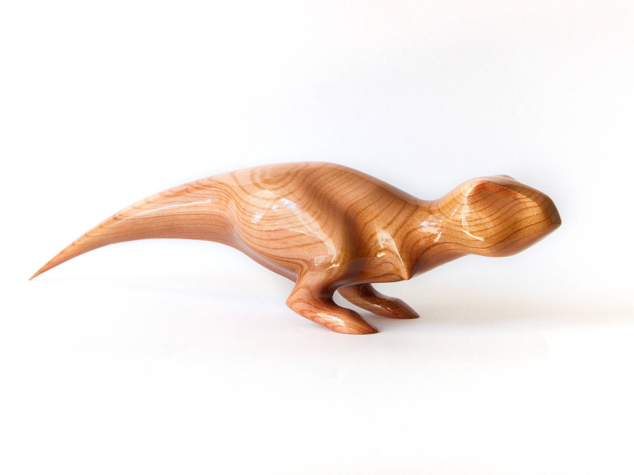 Wooden Dinosaur Statue Wooden Dinosaur Figurine Wood Etsy