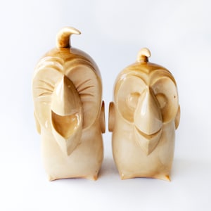 Wood Carving Couple Owls Statue, Hand Carved Couple Owls Figurine, Minimalistic Owl Sculpture, Natural Wood Figurine, Loving Bird Couple