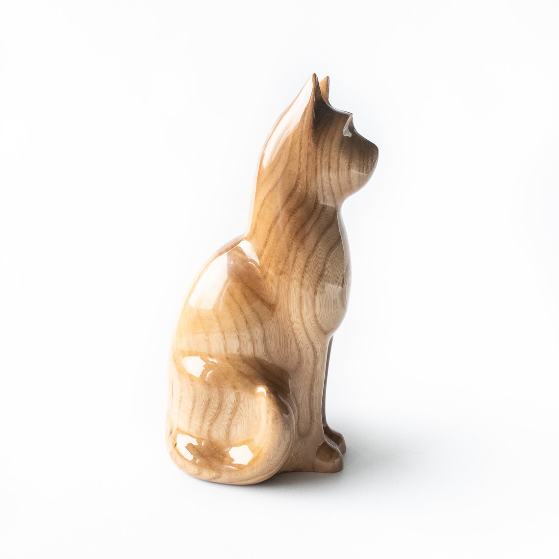Wood Carving Cat Statue Etsy