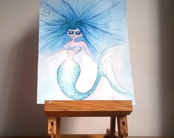 Mermaid Watercolour, Original Watercolour Painting, Mermaid, Cute Mermaid, Mermaid Painting, Mermaid Illustration, Cute Mermaid, Fantasy Art