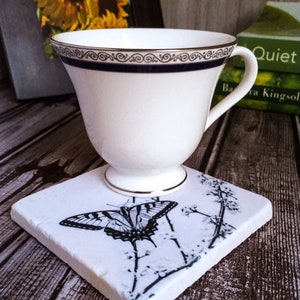 Butterfly Stone Coasters ~ Set of 4 ~ Handmade Stone Coasters ~ Rustic Coasters ~ Butterflies ~ Coaster Set ~ Butterfly Coasters ~