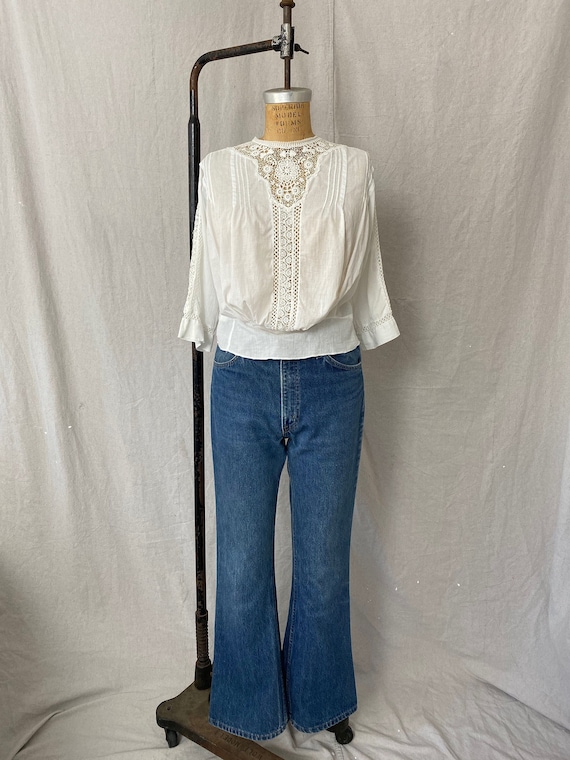 Victorian Cotton Crochet Half Sleeve Lace Blouse |