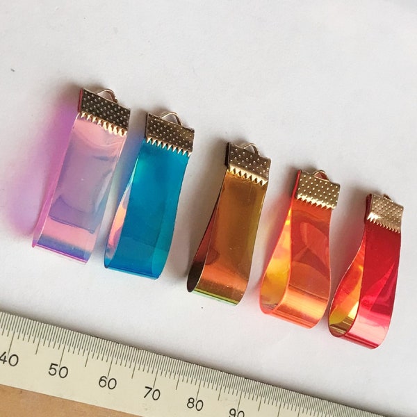 Iridescent rainbow Transparent Jelly loop Charm Pendants for Craft Earrings Key chain Jewelry Findings Making