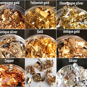 Aluminum Irregular metallic antique Gold champagne Silver foil Glitter foil flakes mirror effect foils nail art resin clay slime face body