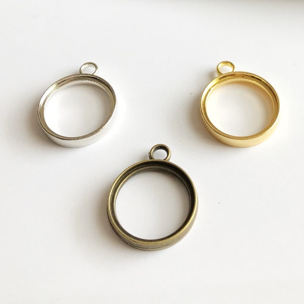 25 mm Vintage Silber/Gold Basis Blank Lünette Anhänger Tablett Cabochon Fassung Runde Anhänger Tabletts für Ohrringe Halskette Schmuck