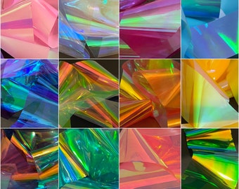 Película de fantasía Colores de alta luz Película iridiscente Arte de uñas Cubo de hielo Papel roto Vidrio Arco iris roto Decoración Lámina Diseño de uñas Etiqueta