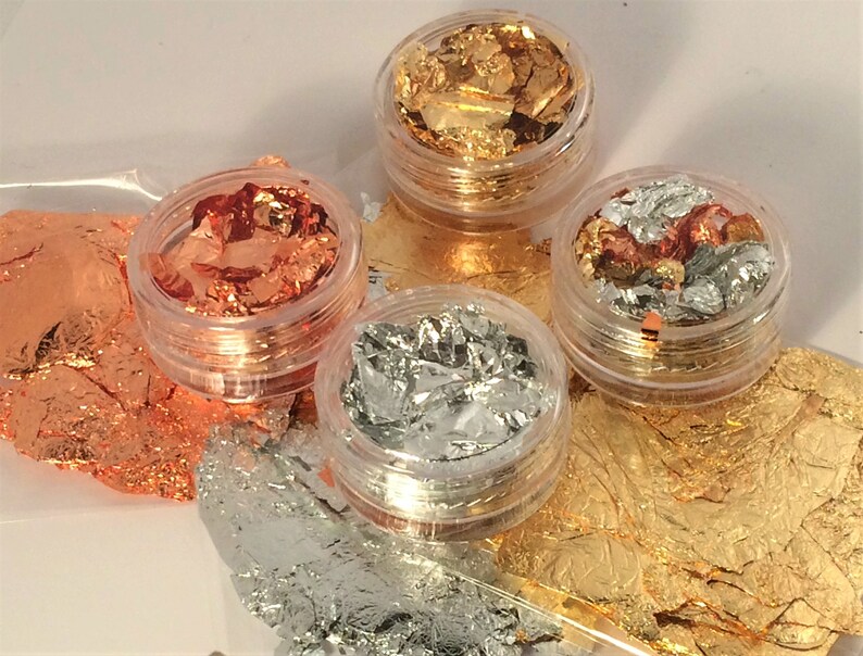 Gold copper silver gold leaf metallic flakes for makeup art craft jewelry accessories making image 9