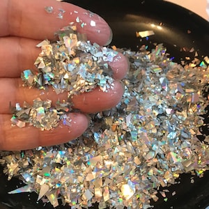 Iridescent Cellophane Unicorn Crushed mermaids flakes Broken Glass paper Mirror flakes 3D Decorations Manicure Decoration Laser silver