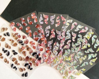 Japanische süße Webband Nagel Sticker Aufkleber,5D Klebeseide Nagel Aufkleber Geprägt Band Streifen Line Nail Art Dekorationen, ein Blatt
