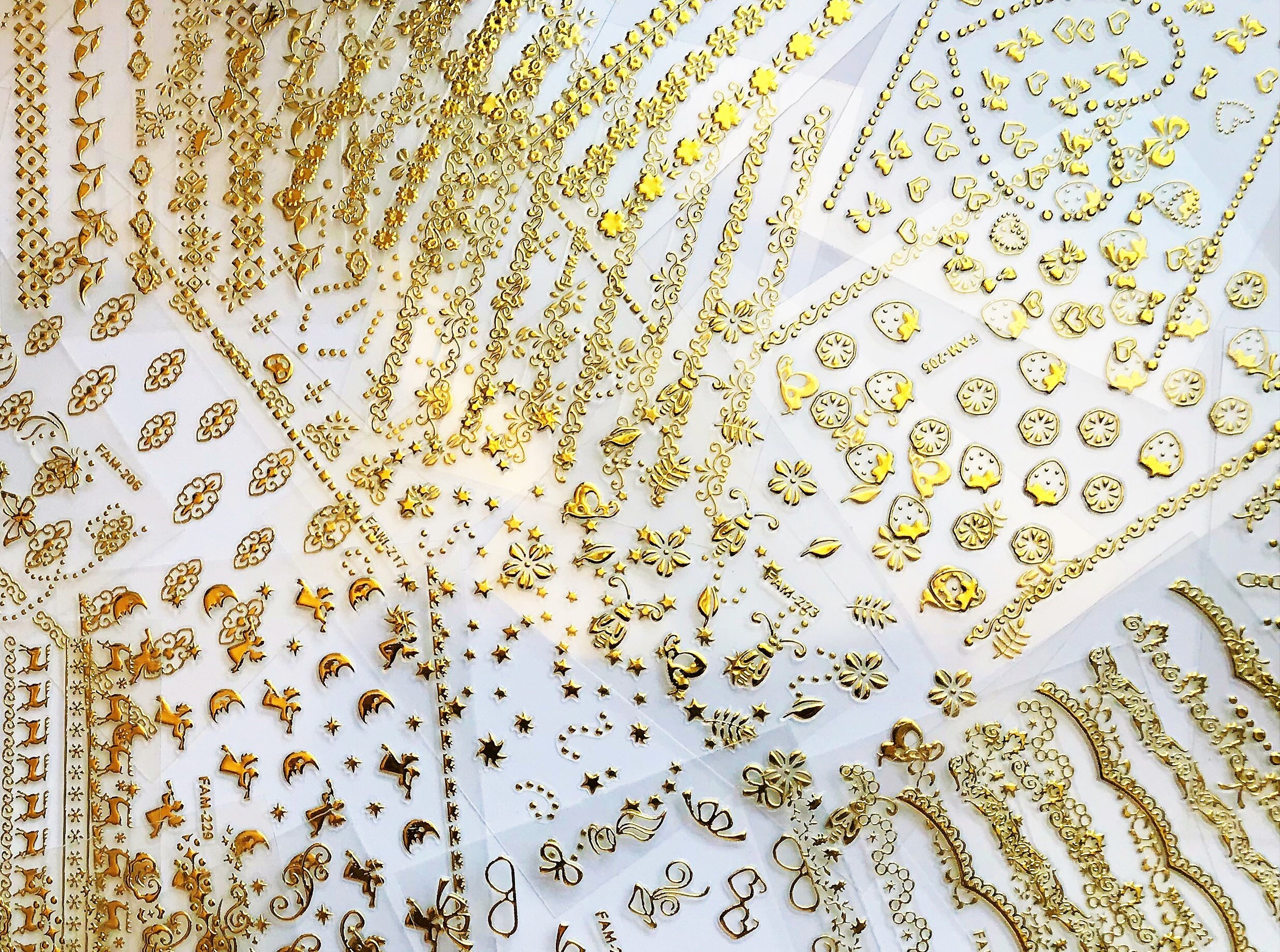 4 Sheets 3D Embossed Gold DIY Nail Decals Mixed Lace Flower - Etsy