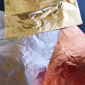 5-10-20 (14 x 14) feuilles Or métallisé, cuivre, argent, papier feuille d'or, dorure, argile polymère, résine, nail art, toile, décor, visage, corps