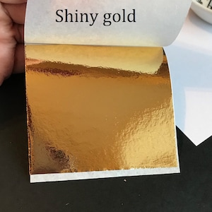 Papel de manualidades de imitación de hoja de oro para manualidades de bricolaje, decoración de slime dorado, 9 x 9 cm