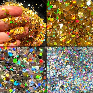 Hexagon Silver gold Holographic Lasers Nail Glitter Acrylic Nail Art Decorations Manicure Tools