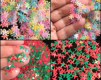 Snow flakes stars Loose Sequins Paillettes for Crafts nail art Christmas