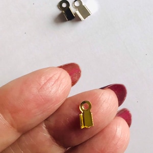 20 pcs 3x8mm end Crimp beads cover clasps Cord End Caps String Ribbon leather Clip Fold over Bracelet Necklace Connectors Jewelry Findings