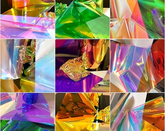 Thick colorful opal, fire opal glass paper Iridescent Dichroic film cellophane paper Reflective Mirror Design, 10cm width