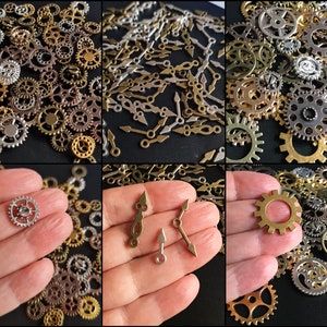 Random Mix vintage Alloy Mechanical Steampunk Cogs & Gears Pack DIY Pendant Jewelry Craft