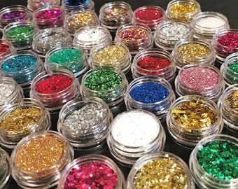 Mix set of 6 jars glitters German glitter holo glitter flakes sequins gold red green silver Christmas decoration supplies