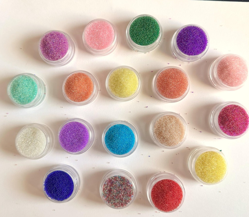 PATIKIL Perline Mini In Vetro Iridescente 1-3mm 200g | Micro Sfere Senza Foro Per Resina, Nail Art, Acquari, Scrapbooking | Colori Chiari
