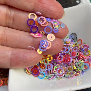 Círculo redondo holográfico, decoración de uñas con rebanada cuadrada de gota de aceite de Color sirena, encanto de uñas 3D holo Nail Art, lentejuelas paillette