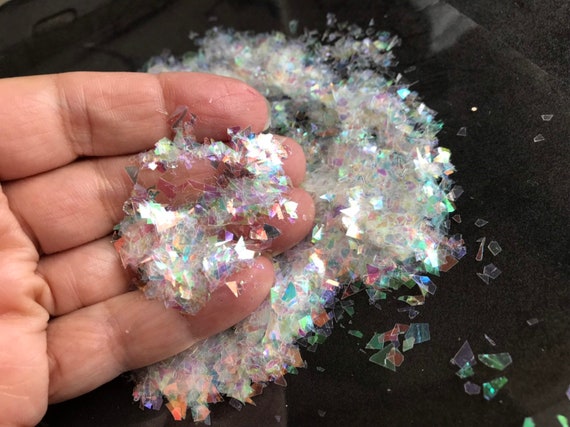 Escamas Mylar Nail Art Brillo Holográfico Blanco Para Uñas