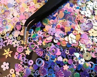 Iridescent Loose Sequin Mix Macaroon Color shell snowflakes heart flower Sequins For Craft Nail Home Decor Filler slime resin art