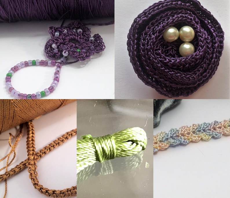 Embroidery floss, Viscose thread, Rayon thread polyester commercial Silk embroidery thread, Irish lace crochet tassel making image 9