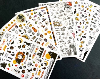 Selbstklebend Halloween Nail Art Sheet Deko Sticker Aufkleber Maniküre Nägel Zubehör