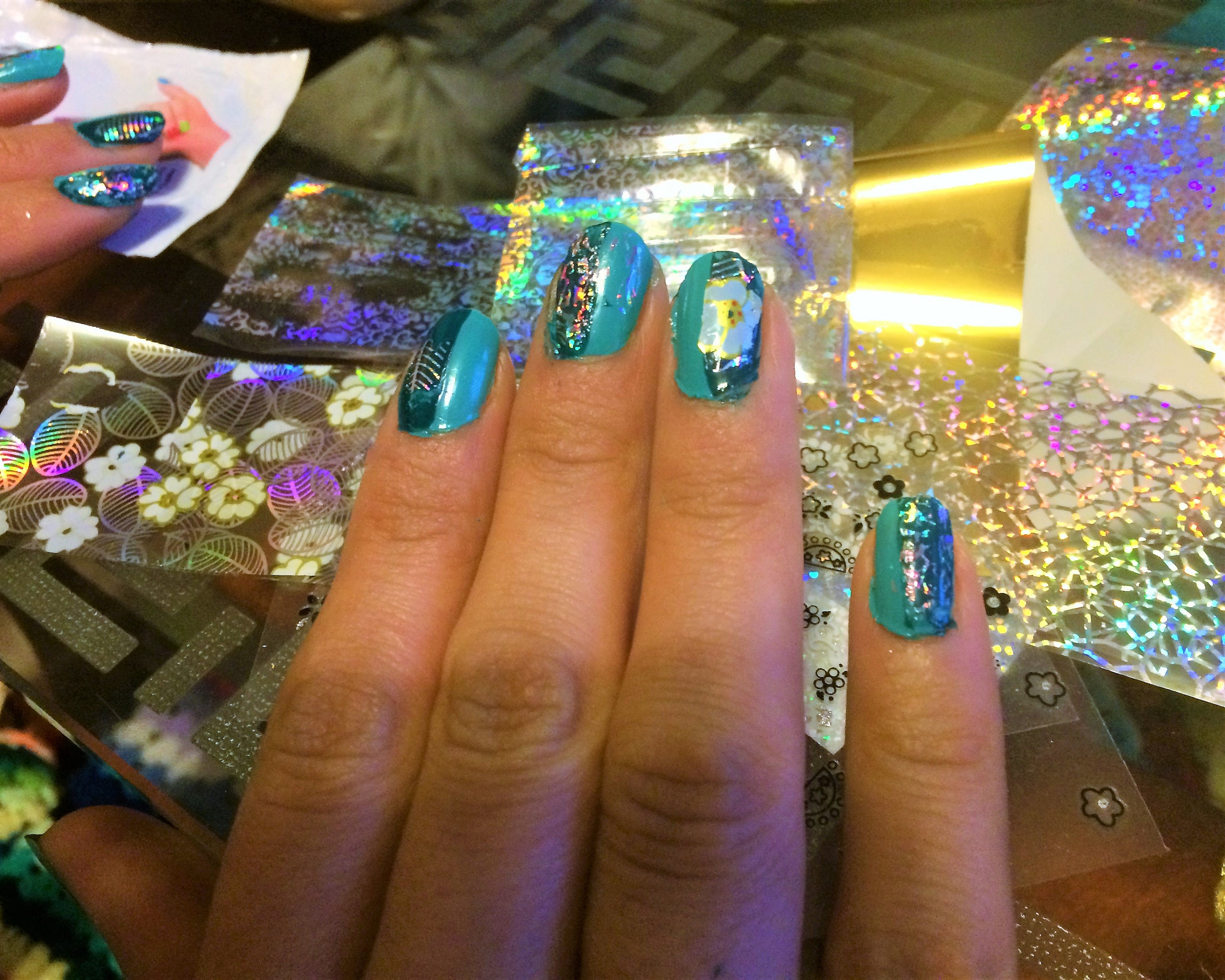 4 Pieces 420cm Holographic Lace Starry Sky Nail Foils Nail Etsy