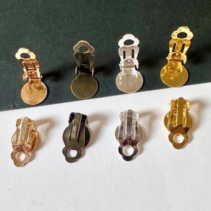 Flat Pad Ear Clips ,Earrings Blank Setting Base,Fit 10mm Glass Cabochons 8 pcs (4 pairs)