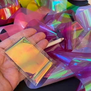 Fantasyfolie High Light Farben Irisierende Folie Nail Art Eiswürfel Zerbrochenes Papier Glas Zerbrochen Regenbogen Dekofolie Nail Design Sticker