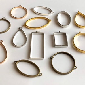 Hollow Frame Glue Blank Connector Charms Pendant, open bezel setting, resin bezel,Jewelry Findings Accessories