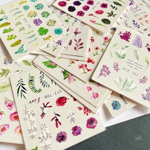 Mix random 1-3-5 sheets botanical Flower Nail Water transfer Sticker Decals  Manicure Decoration Tips