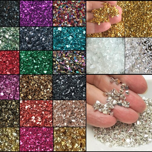 RUIRUI Irregular Crushed Glass Glitter - 3.5oz Blue Craft Glitter For Resin, Nails, Jewelry & Decor