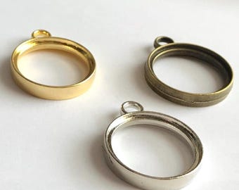 25 mm Vintage Silver/gold Base Blank Bezel Pendant Tray Cabochon Setting Round Pendant Trays for Earrings Necklace Jewelry