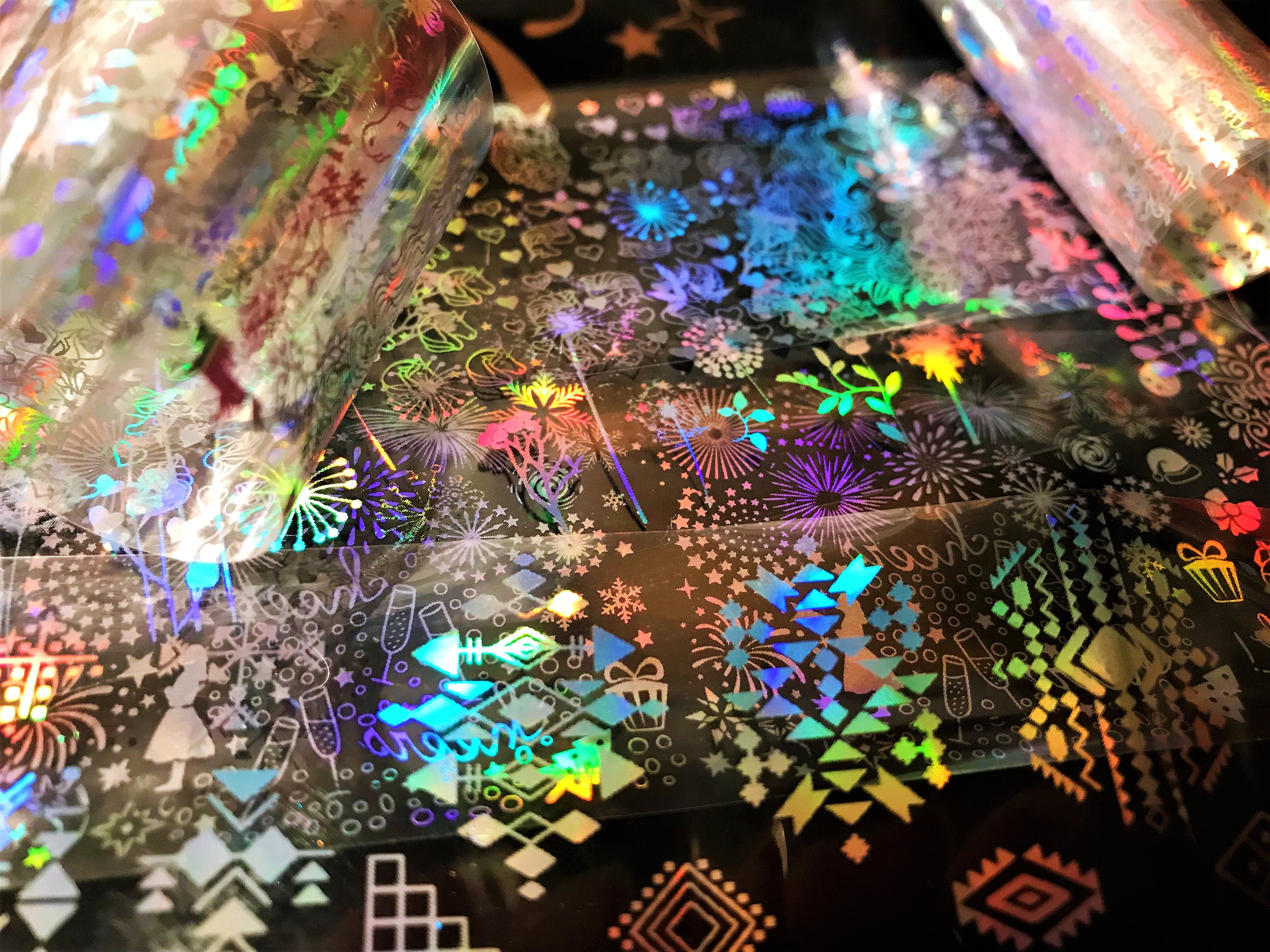 Holographic Transparency Film Nail Foils Transfer Sticker Etsy Canada
