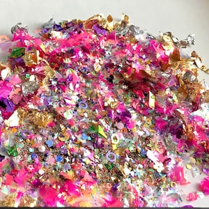Mix Coriandoli iridescenti rosa viola Carta di vetro foglia d'oro foglia oro paillettes glitter perle micro perle
