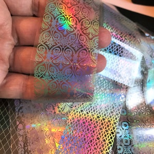 4 pieces 4*20cm Holographic lace Starry Sky Nail Foils Nail Art Transfer Sticker Decal Manicure Holo Nail Foil Stickers
