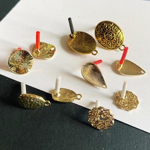 2 pièces Boucles doreilles Connecteurs de base à goujons linker Bijoux Découvertes Composants, 0ne paire image 1