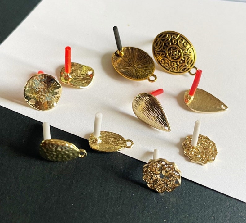 2 pièces Boucles doreilles Connecteurs de base à goujons linker Bijoux Découvertes Composants, 0ne paire image 1